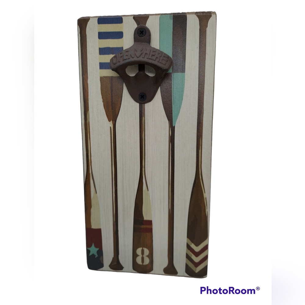Rustic Marlin Wood Bottle Opener Nautical Paddle Design